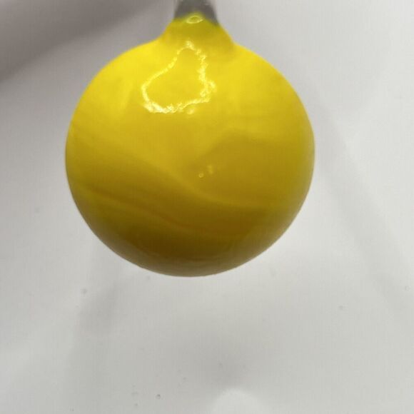 Glass Condiment Spoon Server Stirrer Mayonnaise Yellow Candy Swirl Cadmium Glow - Picture 8 of 9